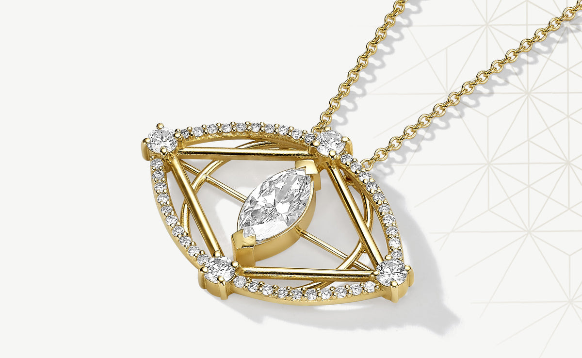 ANNOORY gold diamond geometric necklaces