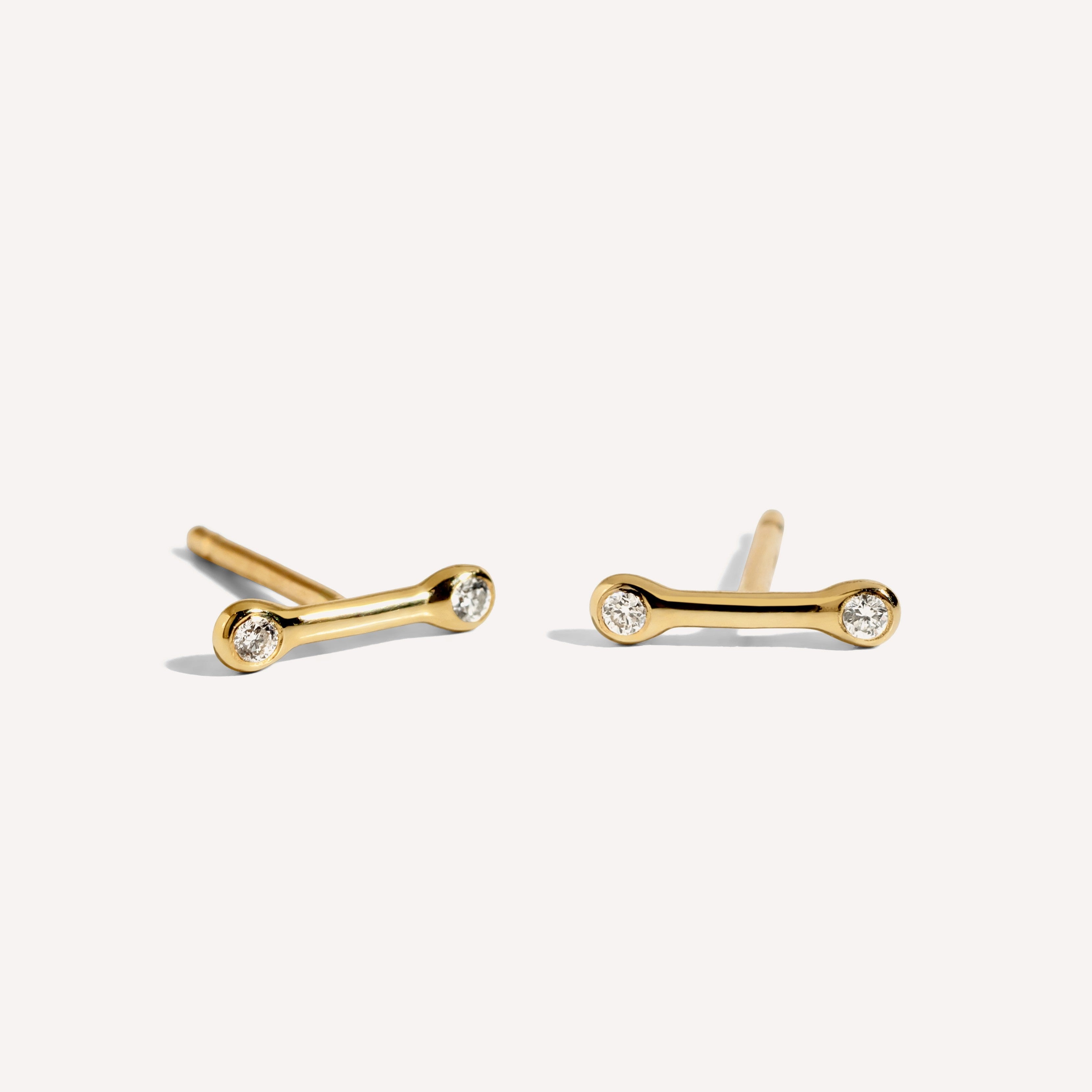 Golden Bar Diamond Studs