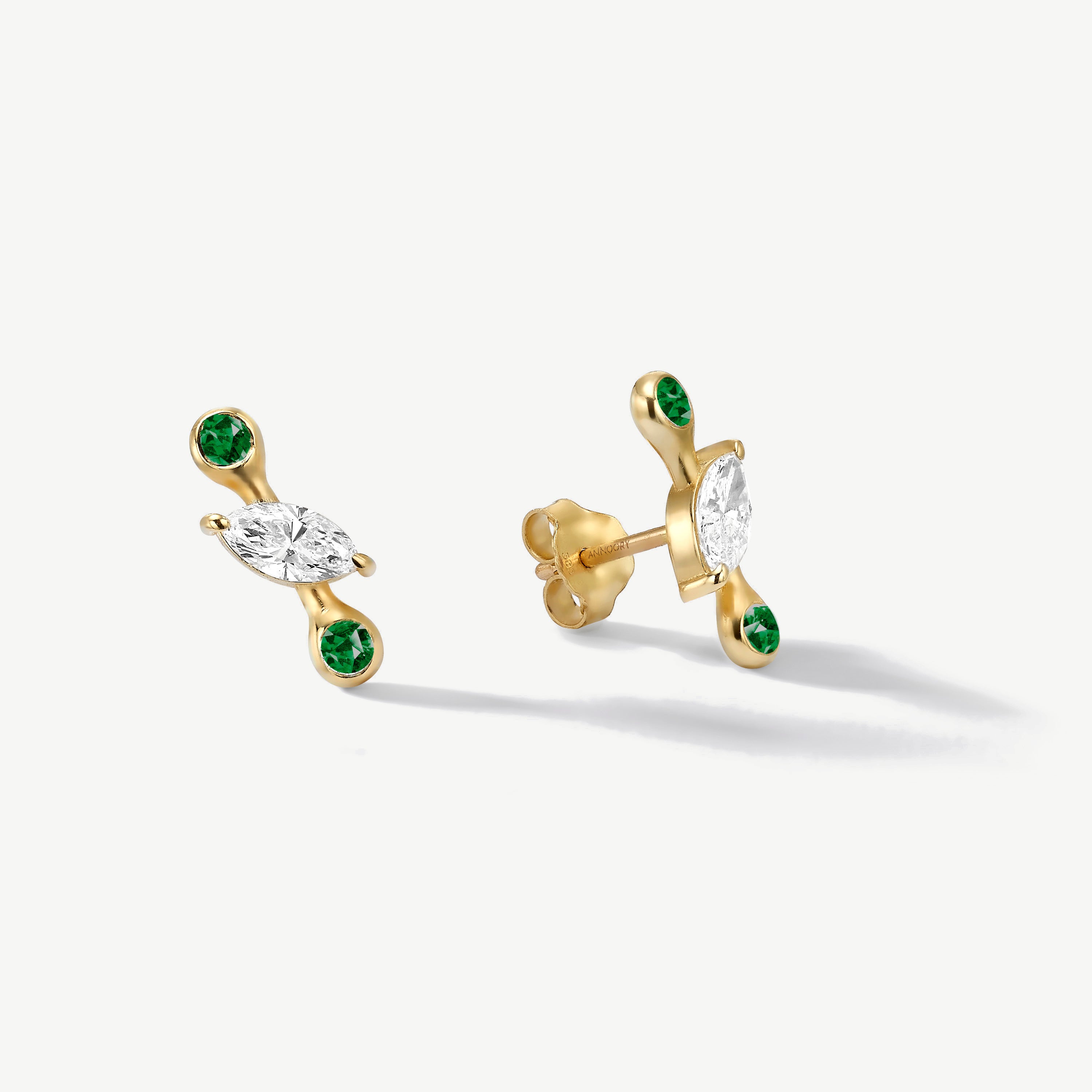 Cosmic Transformer Diamond and Emerald Earrings