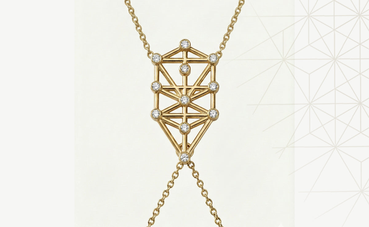 ANNOORY gold body chain necklace with geometric diamond design