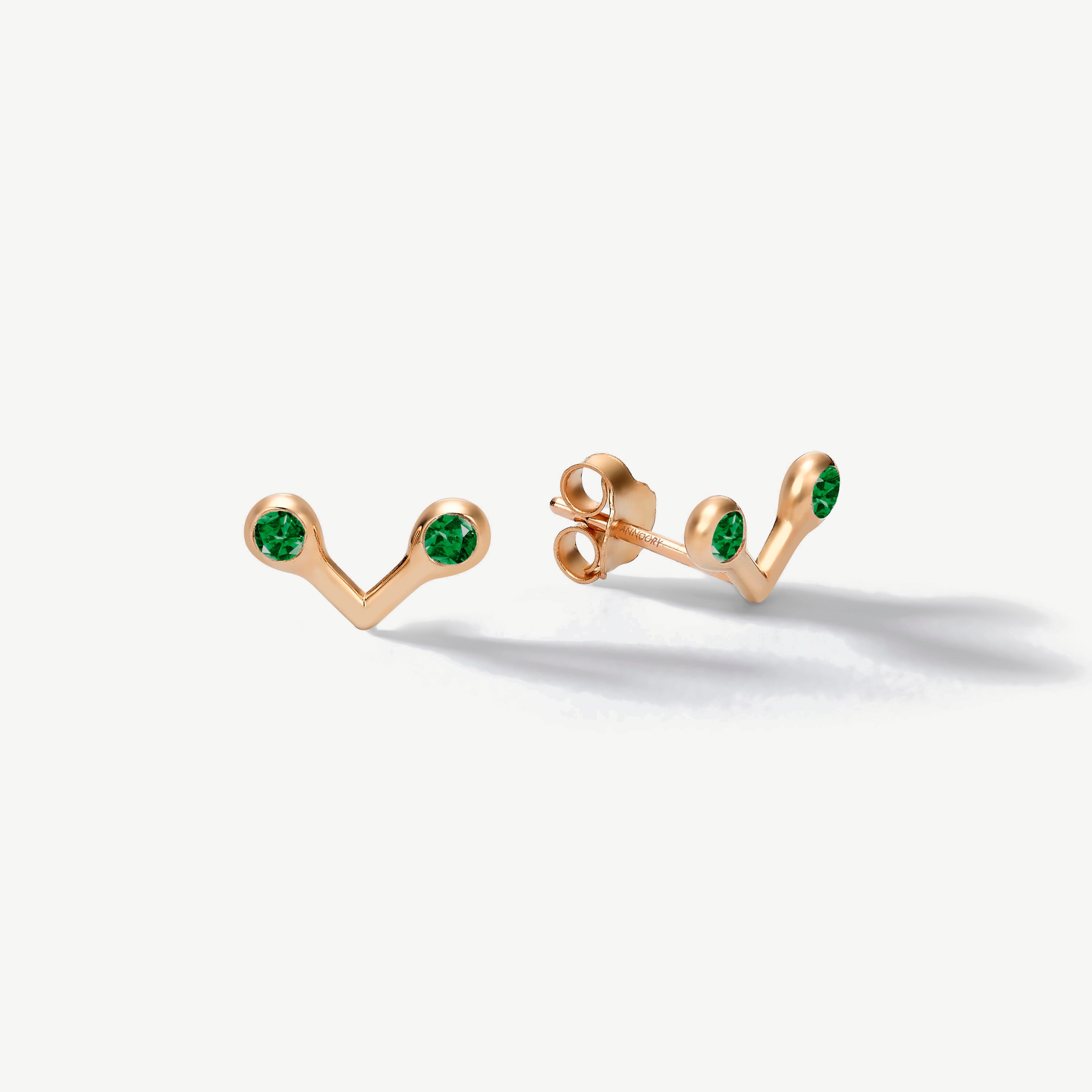 Half The Story Emerald Rose Gold Earrings