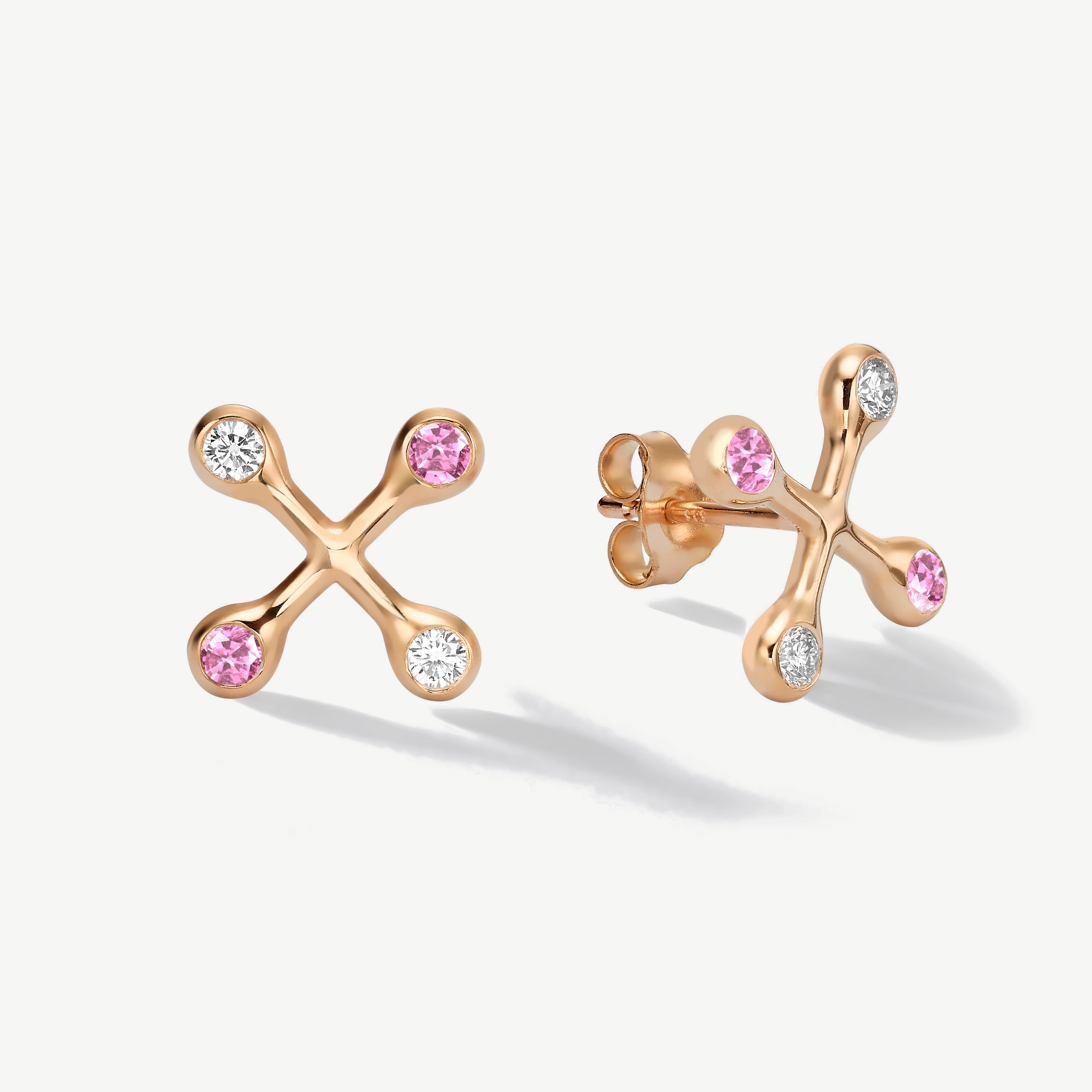 Align Your Flow Large Diamond and Pink Sapphire Earrings